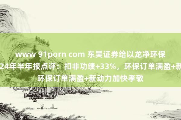 www 91porn com 东吴证券给以龙净环保买入评级，2024年半年报点评：扣非功绩+33%，环保订单满盈+新动力加快孝敬