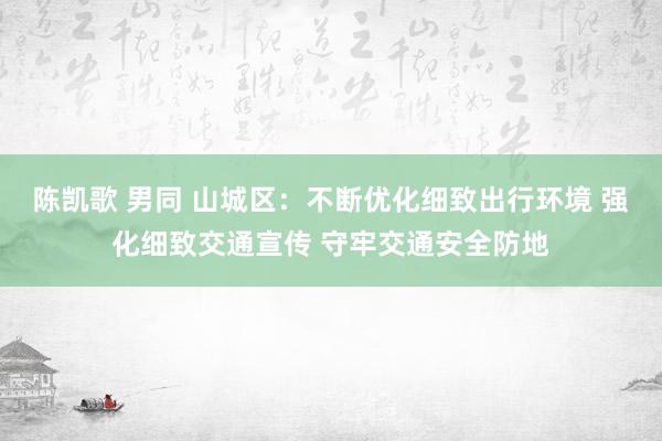 陈凯歌 男同 山城区：不断优化细致出行环境 强化细致交通宣传 守牢交通安全防地