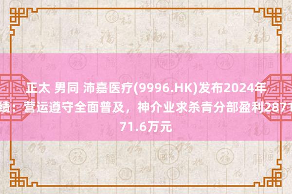 正太 男同 沛嘉医疗(9996.HK)发布2024年中期功绩：营运遵守全面普及，神介业求杀青分部盈利2871.6万元