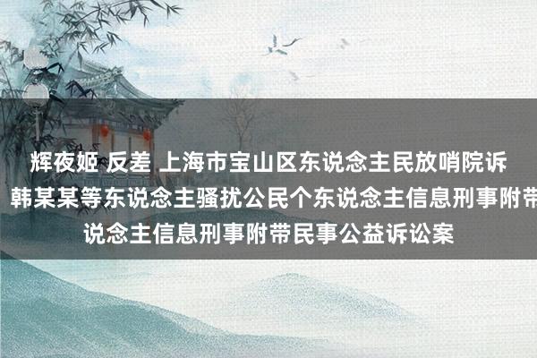 辉夜姬 反差 上海市宝山区东说念主民放哨院诉H科技有限公司、韩某某等东说念主骚扰公民个东说念主信息刑事附带民事公益诉讼案